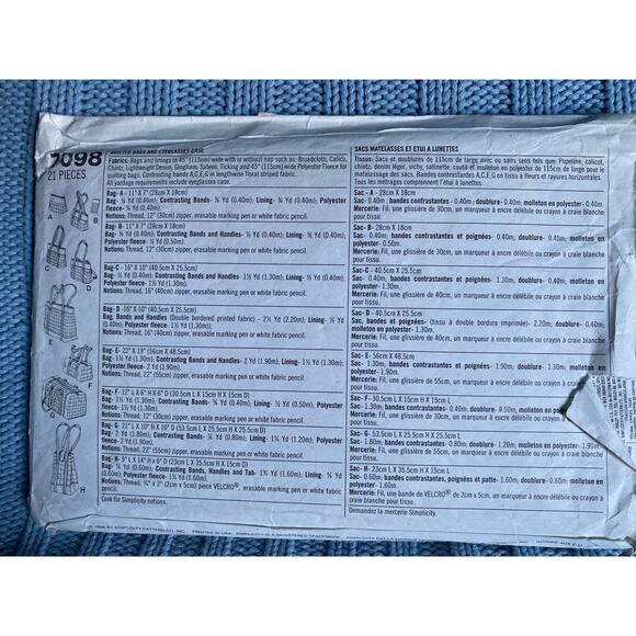 Simplicity 7098 quilted tote purse bag eyeglass case pattern - Picture 3 of 5